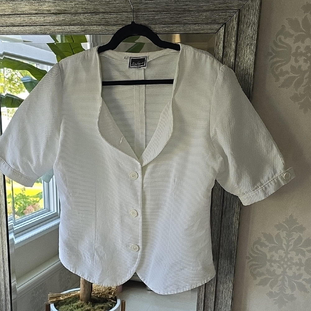 Luisa Spagnoli White Textured Summer Little Jacket